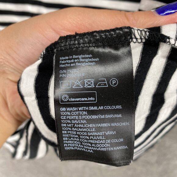 H&M Tank Women XL White Striped Sleeveless Round Neck Cotton Wide Strap Casual - Picture 6 of 9